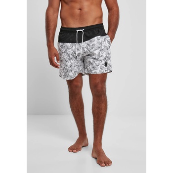 Urban Classics Мъжки къси панталони в черно и бяло Urban Classics Low Block Pattern Swim Shorts UB-TB3963-02832 - Черен, размер XXL