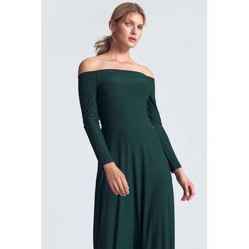 Maxi šaty s odhalenými rameny M707 green zelená