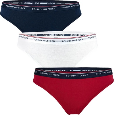 TOMMY HILFIGER 3 Pack Essentials nohavičky tmavomodré biele a červené