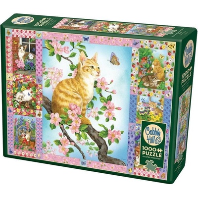 Cobble Hill Blossoms and Kittens Quilt 1000 dielov