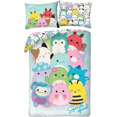 Halantex Obojstranné obliečky z mikrovlákna Squishmallows motív Squish Squad zipsové zapínanie 70x90 140x200