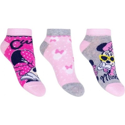 Sun City dívčí ponožky kotníkové MINNIE 3pack Růžová