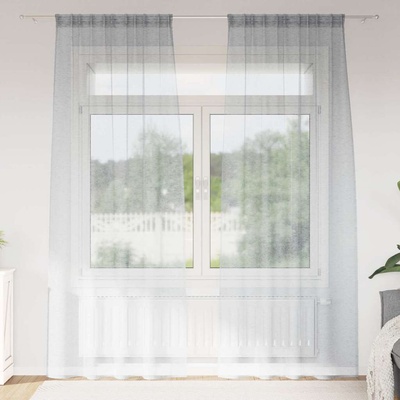 vidaXL Перде от воал С завеси 2 pcs Тъмен сив 225 x 140 см Полиестер (4108029)