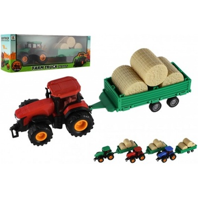 Teddies Traktor s vlekem s balíkama 30 cm na setrvačník