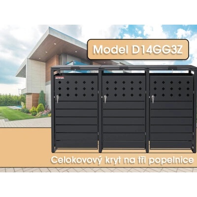 Scorpion elektro s.r.o. Přístřešek na 3 popelnice D14GG3Z antracit – Zboží Dáma