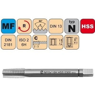 NÁSTROJE CZ Sadový závitník M32x1,5 I ISO2 HSS DIN 2181 - 0300 - CZZ0300-M32X1,5-I-ISO2