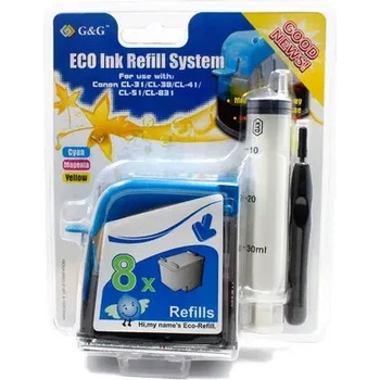 Image 1 of Compatible РЕФИЛ (eco refill kit) ЗА ГЛАВИ ЗА canon pixma ip1800/ip1900/ip2600/mp190/mp198/mp210/mp220/mp1180/mp1880/mx300 - cl-41 (cl41)/cl-38 (cl38)/cl-51 (220cancl41)