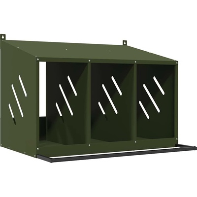 vidaXL Hnízdní box pro slepice 3 hnízda olivově zelený kov 9799.864345