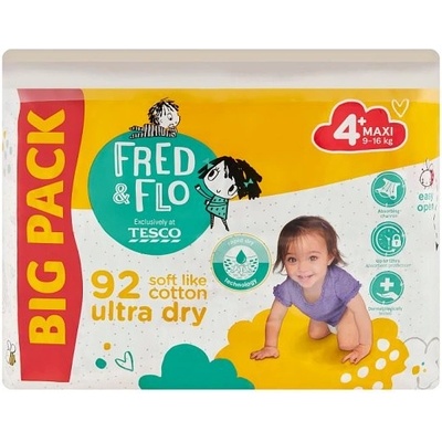 Fred & Flo Ultra Dry plienky Maxi 4+ 9-16 kg 92 ks
