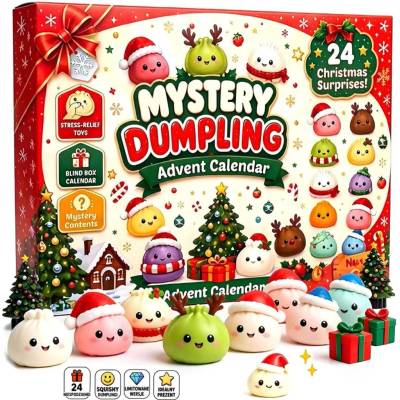 Goaduoynt Vianočný adventný kalendár 2027 - 24 dní s antistresovou hračkou Dumpling Squishy pre deti