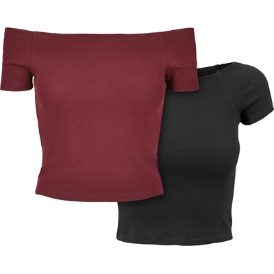 Urban Classics Комплект от два броя дамски топ Urban Classics Ladies Off Shoulder redwine/blackUB-TB1500A-04304 - Черен, размер XL