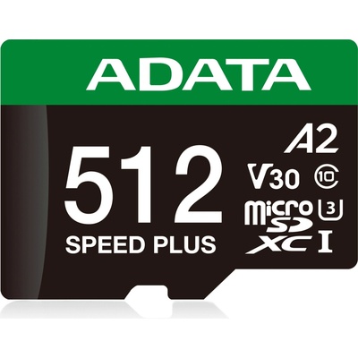 Adata MicroSDXC 512GB Speed Plus UD512GUI3V30A2SP-RA1