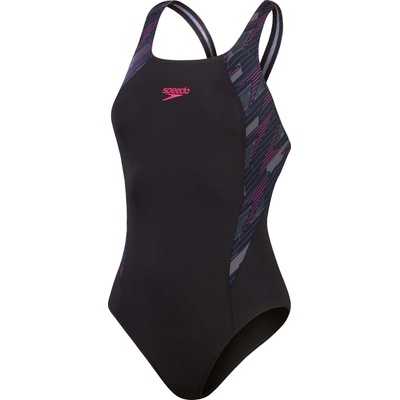 Speedo HYPER BOOM SPLICE MUSCLEBACK čierna ružová tmavo sivá