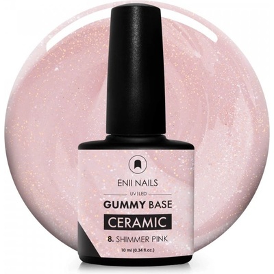 Enii Nails Gummy Base Ceramic 8 Shimmer Pink 10 ml