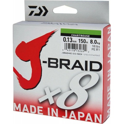 Daiwa šnúra J-Braid 8 Chartreuse 150m 0,06mm 4kg