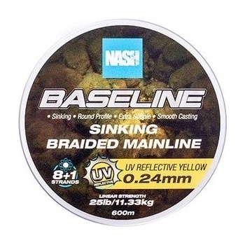 Nash Splietaná Šnúra Baseline Sinking Braid UV Yellow 600 m 0,24 mm 11,33 kg