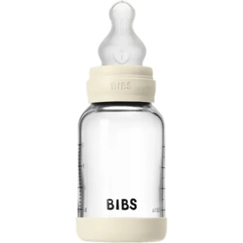 BIBS Стъклена бебешка бутилка Bibs - Със силиконов биберон, 120 ml, Ivory (50191216)