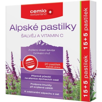 Cemio Alpské pastilky Šalvěj a vitamin C past.20