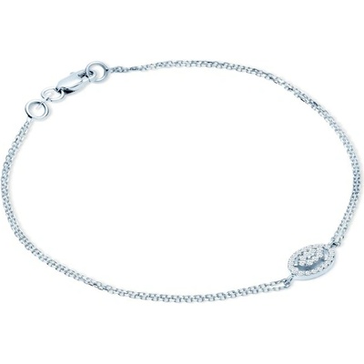SAVICKI Náramok s príveskom ovál biele zlato s diamantmi 0.16 ct 16 cm - SAVMAYB1000101621