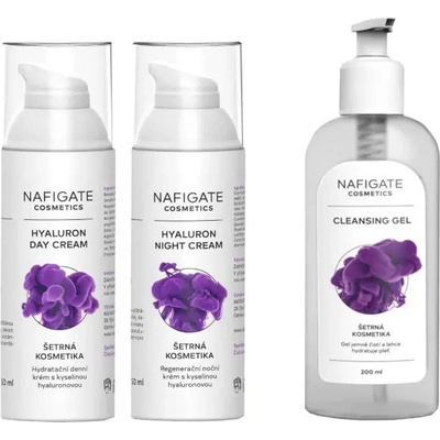 Nafigate kyselina hyaluronová denní krém 50 ml + noční krém 50 ml + čistící gel 200 ml