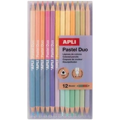 Apli Pastel Duo sada farebných obojstranných trojhranných ceruziek 24 rôznych pastelových farieb 20084