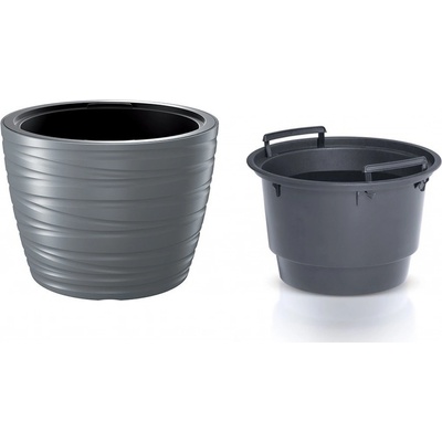 Prosperplast Květináč nízký s vkladem MAZE šedý kámen 37,5 cm