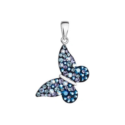 Evolution Group Stříbrný přívěšek motýlek s krystaly Crystals from Swarovski® Blue style 34192.3