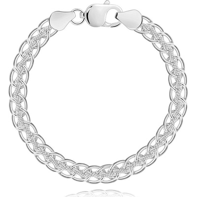 Šperky eshop náramek ze stříbra pletenec oválná očka tenký řetízek R35.16