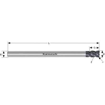 Karnasch 306425110005 | Tvrdokovová stopková fréza so zaobleným ostrím 11/0,5-150x10 mm, Z=4