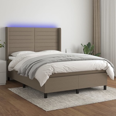 vidaXL 11461.3138393 Boxspring postel s matrací a LED taupe textil