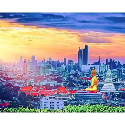 Figured ART Diamantové malování VELKÝ BUDHA V BANGKOKU 40 x 50 cm na rámu