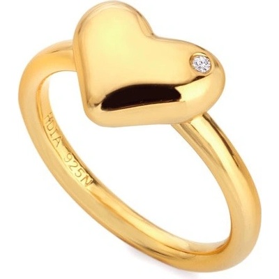 Hot Diamonds Romantický pozlátený prsteň s diamantom Jac Jossa Soul DR276