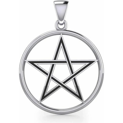 Fantasy Šperky Pentagram v kruhu stříbrný přívěsek P3465