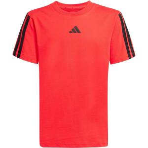 adidas Юношеска тениска adidas 3 Stripe Essentials T-Shirt Junior - Ruby/Black