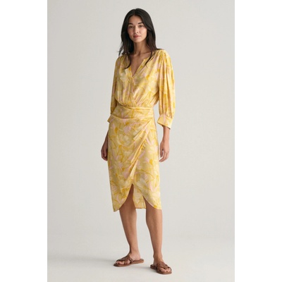 Gant Reg Magnolia Print Wrap Dress žltá