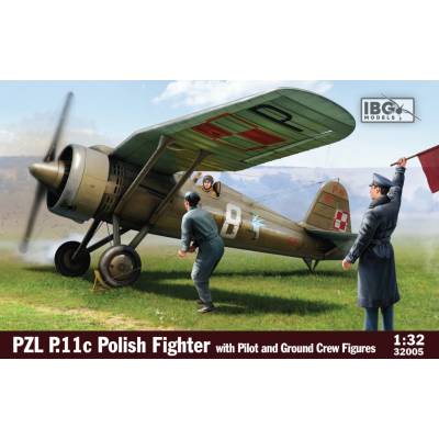 IBG PZL P.11c Polish Fighter with Pilot and Ground Crew Figures 1:32