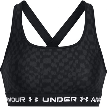 Image 1 of Under Armour Women's Crossback Print Medium Impact Sports Bra - Blk/Cstlerck