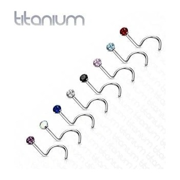 Šperky4U zahnutý piercing do nosu titan kamínek TIT1063C-020