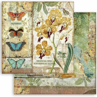 Stamperia oboustranný papír na scrapbook 1 ks Orchidej a motýlci