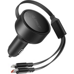 ORICO Зарядно за кола с USB-C изход и вградени кабели USB-C и Lightning - Orico Car Charger With USB-C and Lightning Cable 60W (черен) (ORICO-DS-60-2C1L)