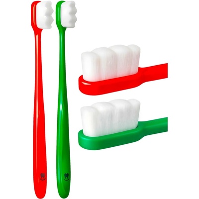 Nanosmile Set zubních kartáčků Red&Darkgreen 2 ks
