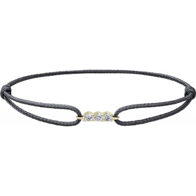 Tiami provázkový náramek Pure Line 3 ze žlutého zlata s diamanty tmavě šedý BPL3Y2106