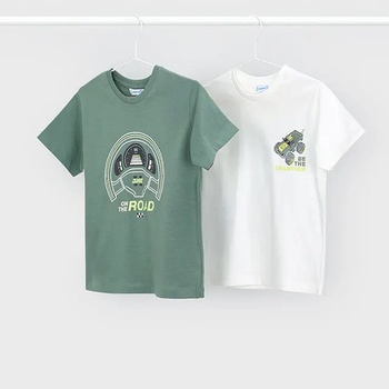 MAYORAL Комплект 2 тениски в зелен и бял цвят за мини момче Mayoral