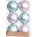 MagicHome Gule 6 ks zeleno-ružové matné s dekoráciou na vianočný stromček 8 cm