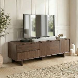 TopMebel Мебел за телевизор Capri TopMebel от меламин в цвят орех милано 180x45x55см