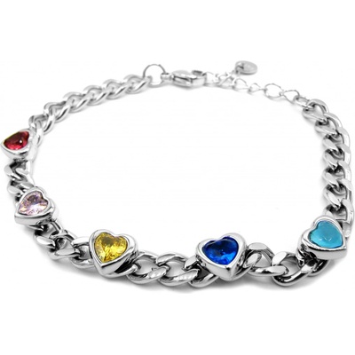 Steel Jewelry náramek barevné srdce z chirurgické oceli NR220202