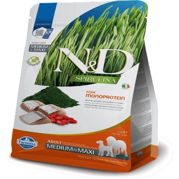 N& D Spirulina Adult Med& Maxi Herring гранули за кучета - 7кг
