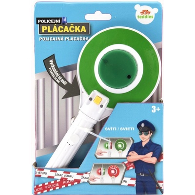 Policejní plácačka plast 23cm na baterie se světlem v krabičce 17x25x4cm