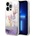 GUESS Liquid Glitter Flower Case - дизайнерски кейс с висока защита за iPhone 14 Pro Max (лилав)