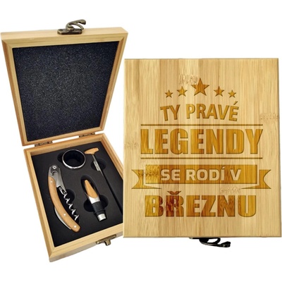 Sablio Dárková sada na víno Ty pravé legendy se rodí v březnu: 147×168×49 mm